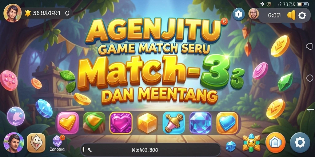 Screenshot gameplay AGENJITU menampilkan aksi mencocokkan simbol yang intens.