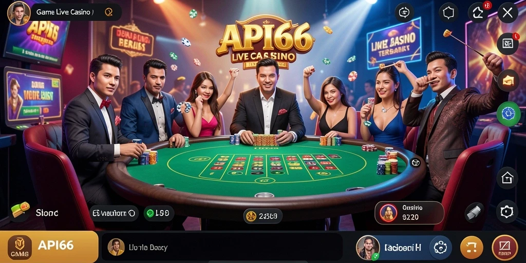 Screenshot gameplay Live Casino API66 dengan dealer langsung dan interaksi seru.