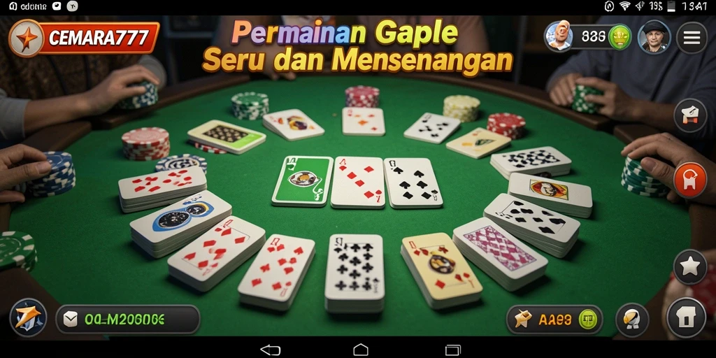 Tampilan gameplay seru CEMARA777 yang menghadirkan keseruan Gaple.