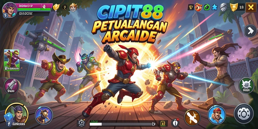 Tampilan utama gameplay CIPIT88 dengan karakter aksi penuh warna.