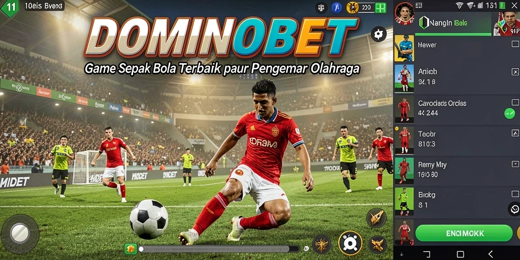 Tangkapan layar utama DOMINOBET menampilkan gameplay sepak bola yang mendebarkan.