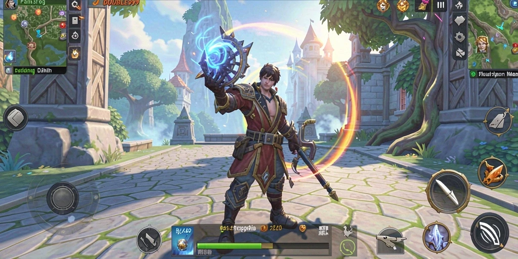 Tangkapan layar gameplay epik dari <strong>DOUBLE999</strong> saat beraksi dalam pertempuran.