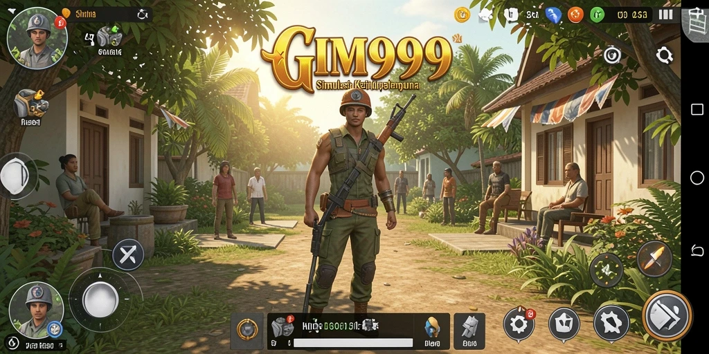Gameplay seru dalam GIM999 yang memperlihatkan simulasi kehidupan.