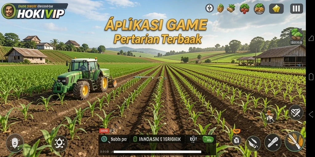 Tampilan gameplay HOKIVIP yang memukau dengan desain pertanian yang detail.