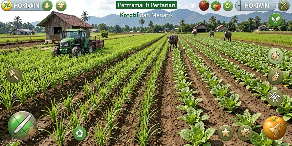 Screenshot menampilkan gameplay pertanian yang menarik di HOKIWIN.