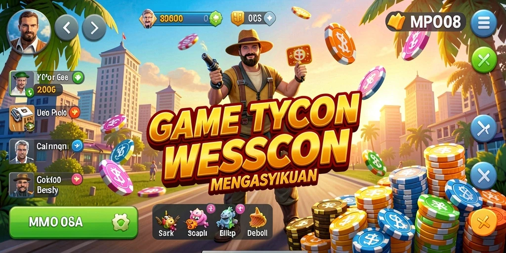 Tangkapan layar utama MPO08 menampilkan gameplay Tycoon yang seru dan mendebarkan.