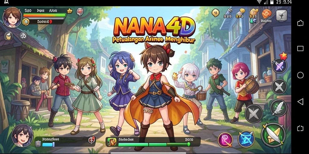 Tampilan gameplay NANA4D yang dinamis dan penuh warna.