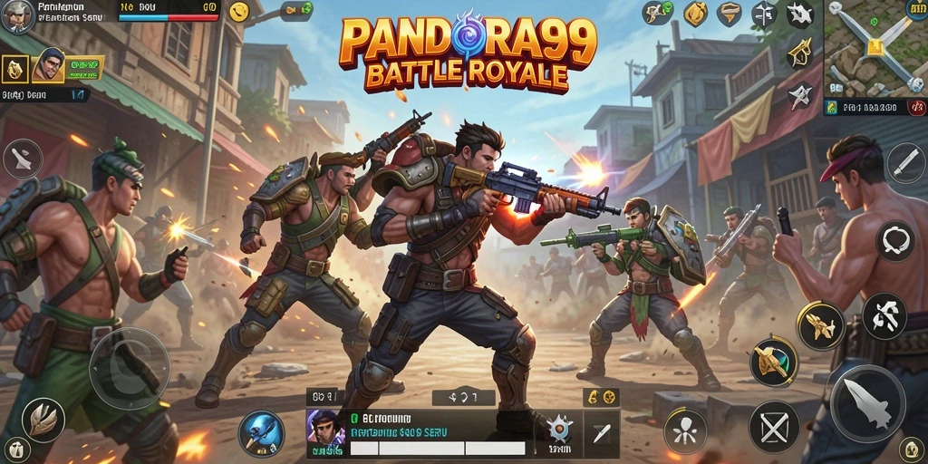 Tampilan gameplay menarik dari PANDORA99 dalam aksi Battle Royale.