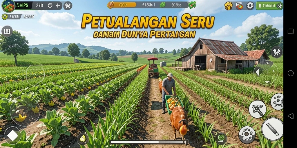 Tampilan seru gameplay <strong>SVIP8</strong> dalam bertani dan berinteraksi.