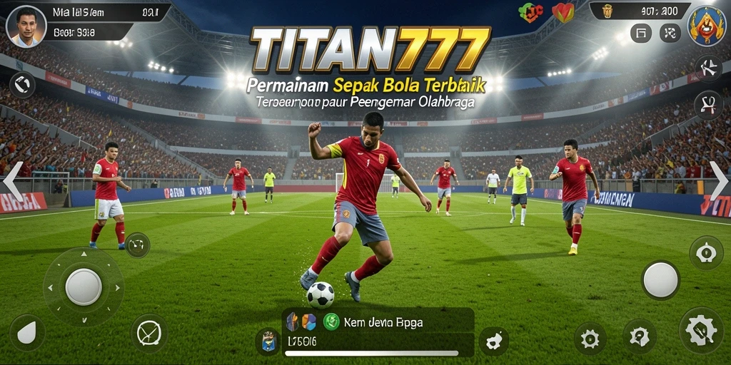 Screenshot gameplay <strong>TITAN777</strong> menampilkan aksi seru di lapangan sepak bola.